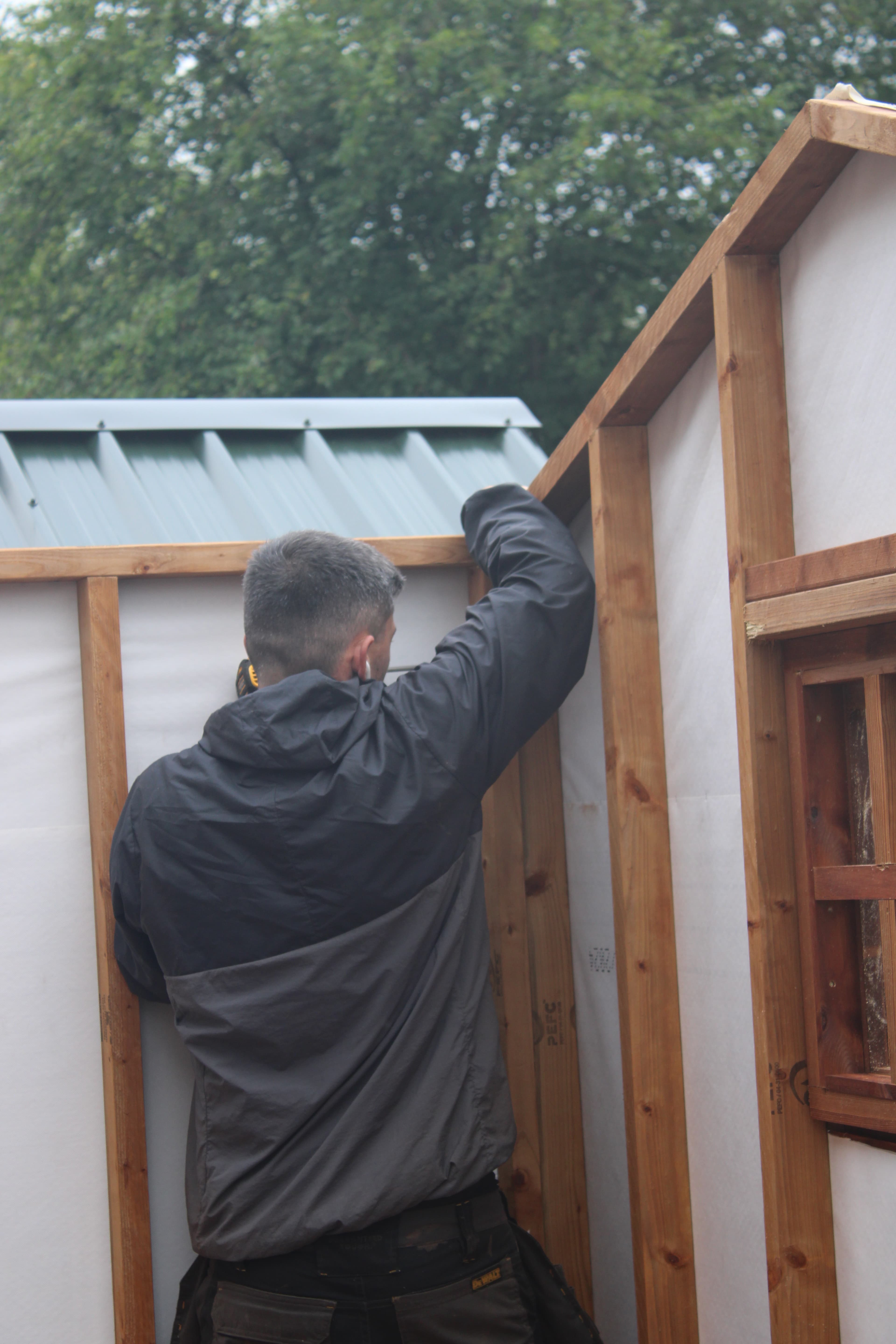 Shed being installed