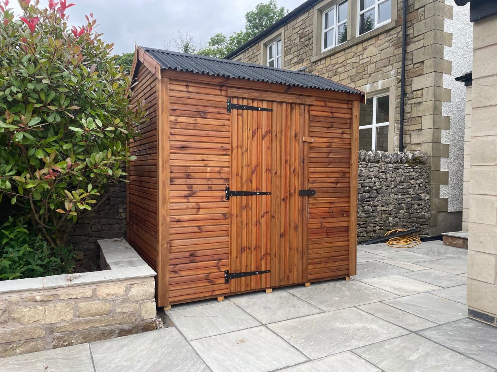 7x5 Heavy Duty Apex Garden Shed with Onduline Roofing and Security Package