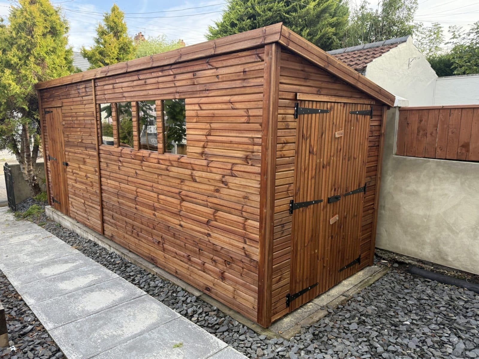 14x6 Heavy Duty Pent Garden Shed with Double Access and Windows — bespoke garden shed by Spartan Sheds